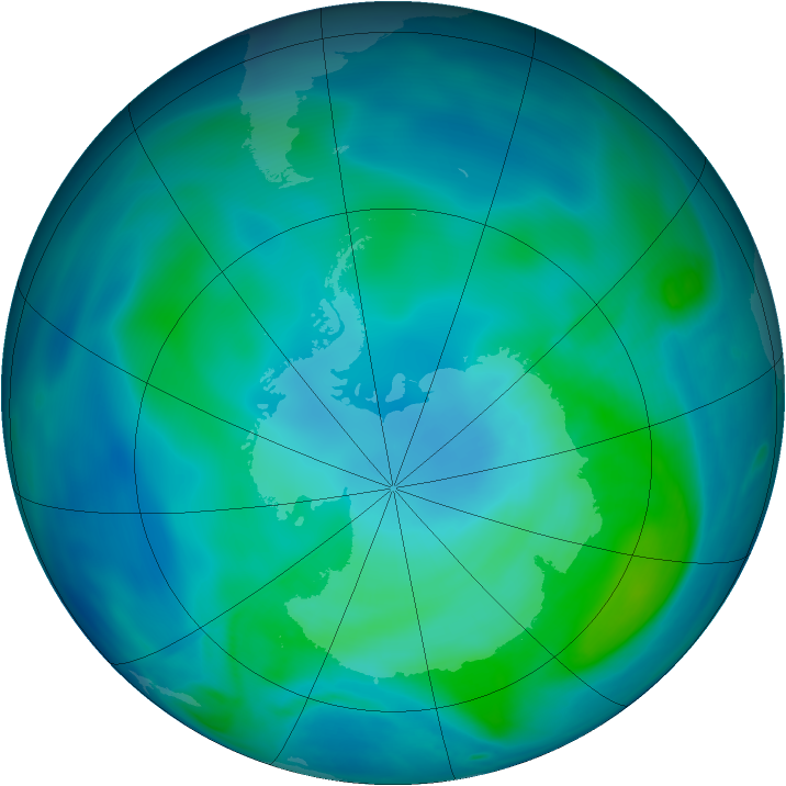 Antarctic ozone map for 14 February 2008